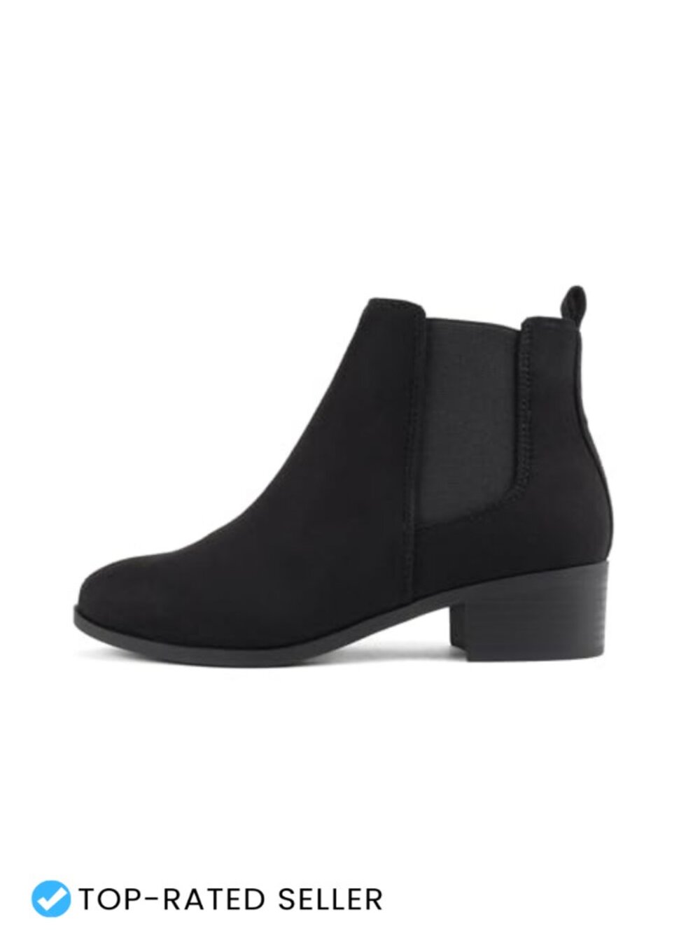 Women's Chelsea Ankle Bootie Low Block Heel Suede Double Elastic Gore